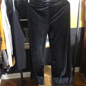 Boohoo black suede like pants, Plus size long pants wide leg